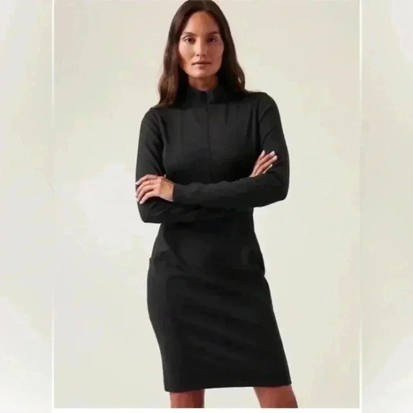 Athleta Delancey Skyline Dress SPF 50 Black Mockneck Zip | Size XS Athleisure - Picture 1 of 12
